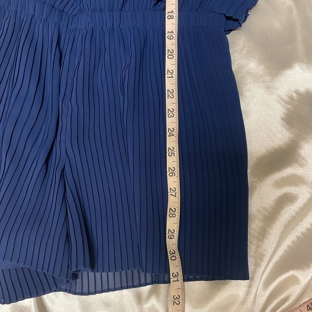 CLUB MONACO Jonet Romper Pleated Sheer Open Back In Rajasthan Navy Size 4 - Picture 7 of 12